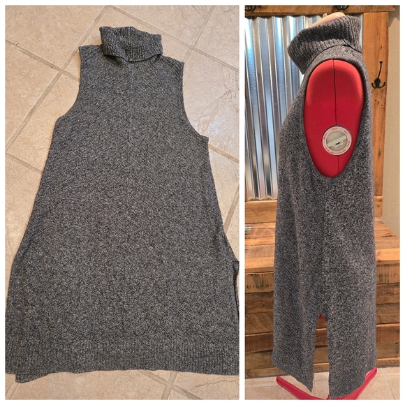 Grey turtleneck sweater dress tunic M-L Apt. 9 - Picture 2 of 3